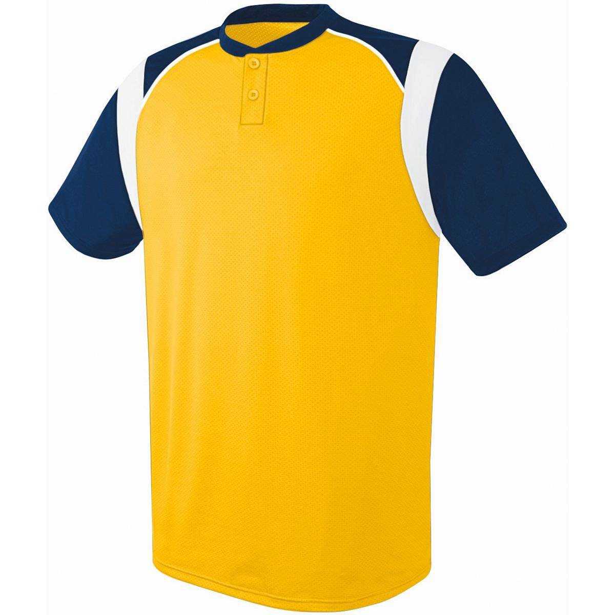 High Five 312200 Adult Wildcard 2 Button Jersey - Gold Navy White - HIT a Double
