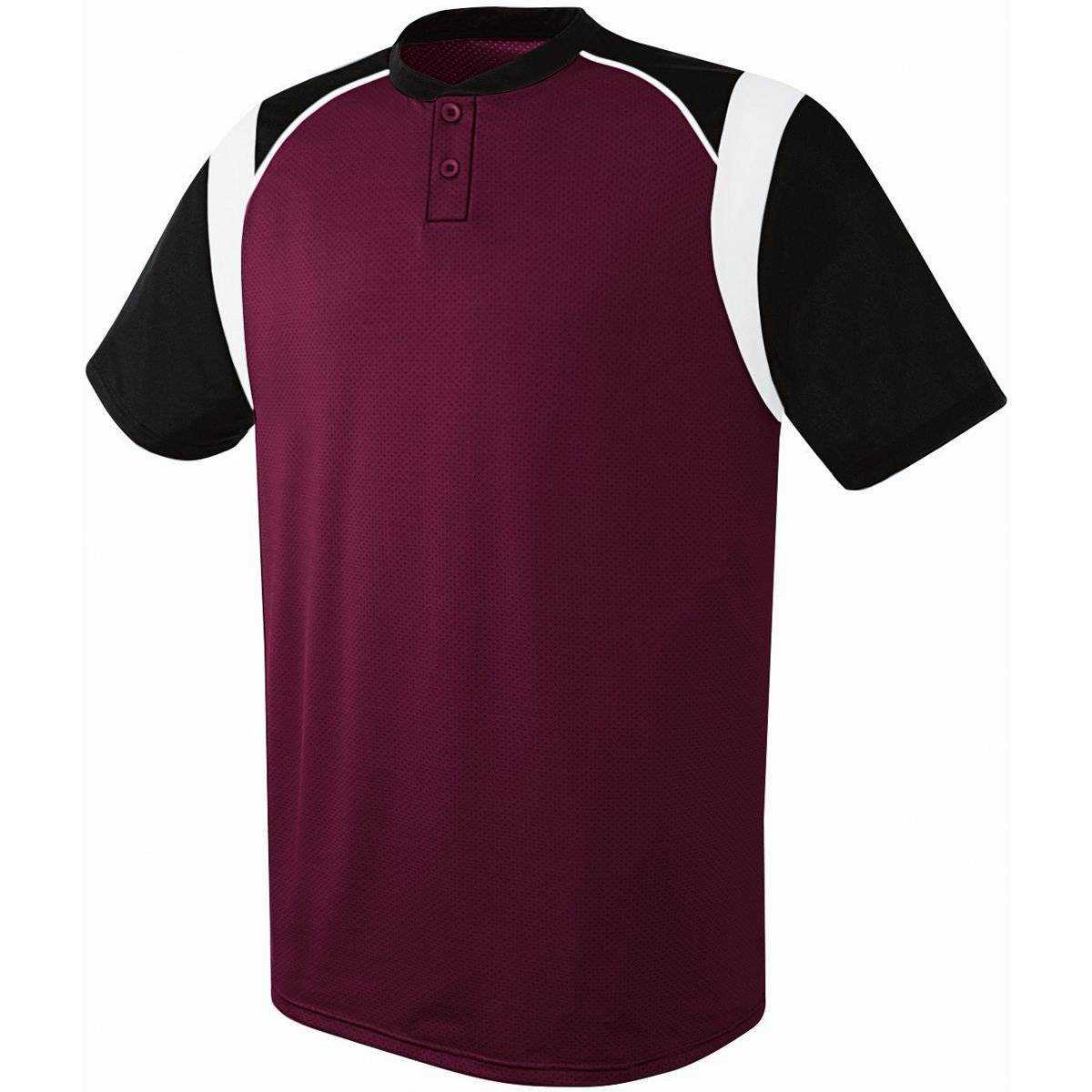 High Five 312200 Adult Wildcard 2 Button Jersey - Maroon Black White - HIT a Double
