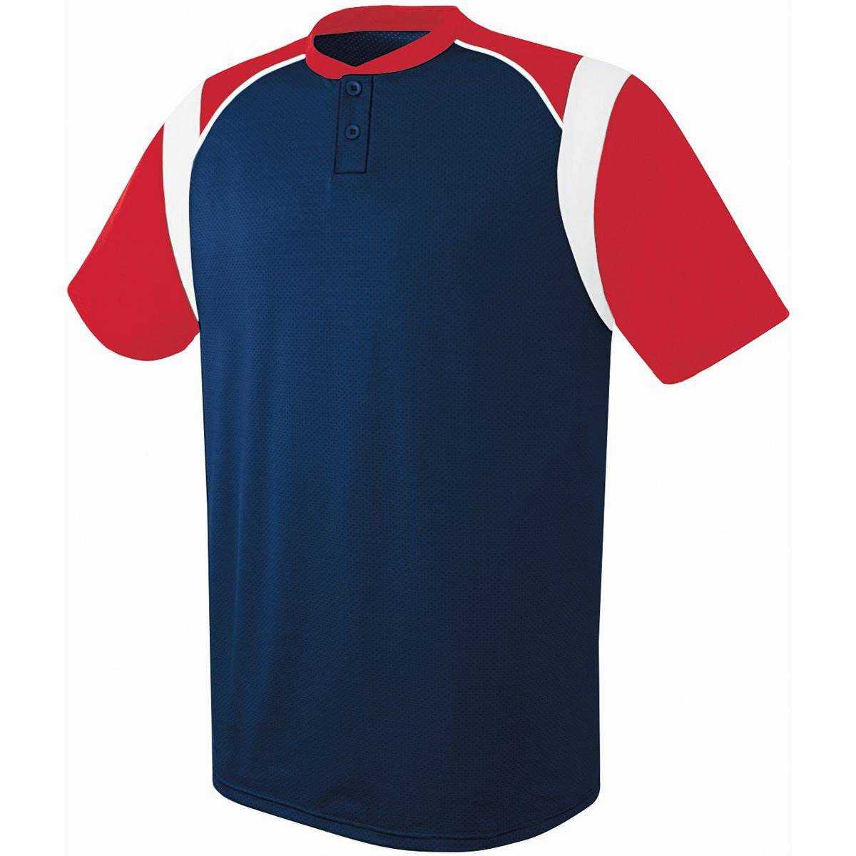 High Five 312200 Adult Wildcard 2 Button Jersey - Navy Scarlet White - HIT a Double