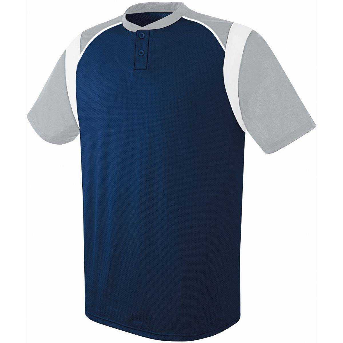 High Five 312200 Adult Wildcard 2 Button Jersey - Navy Silver Gray Wh - HIT a Double