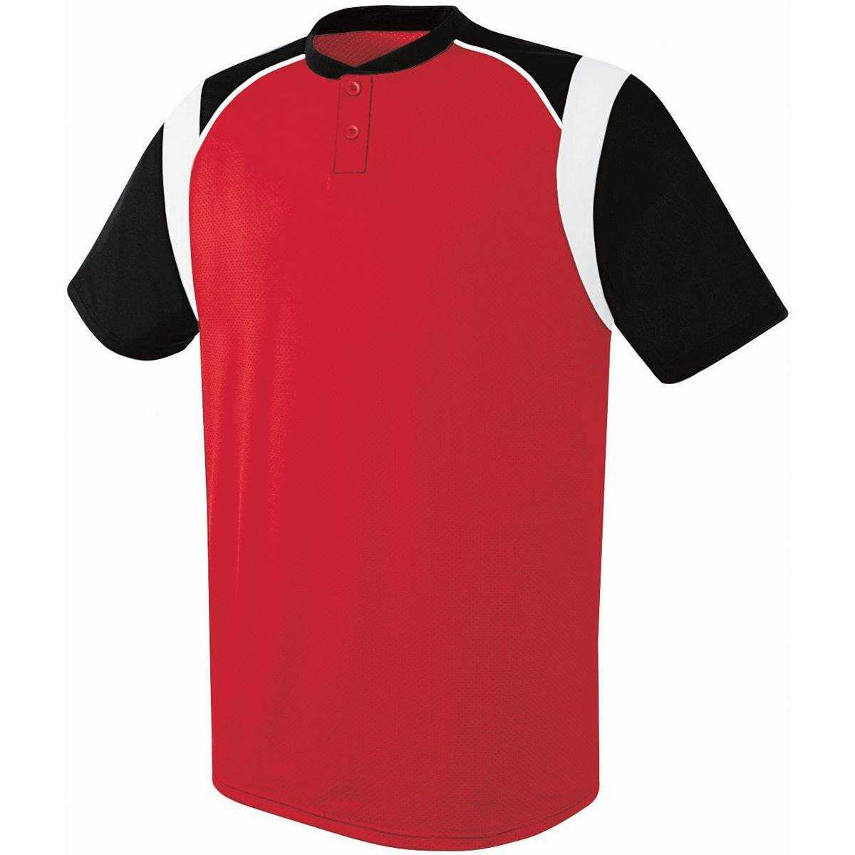 High Five 312200 Adult Wildcard 2 Button Jersey - Scarlet Black White - HIT a Double