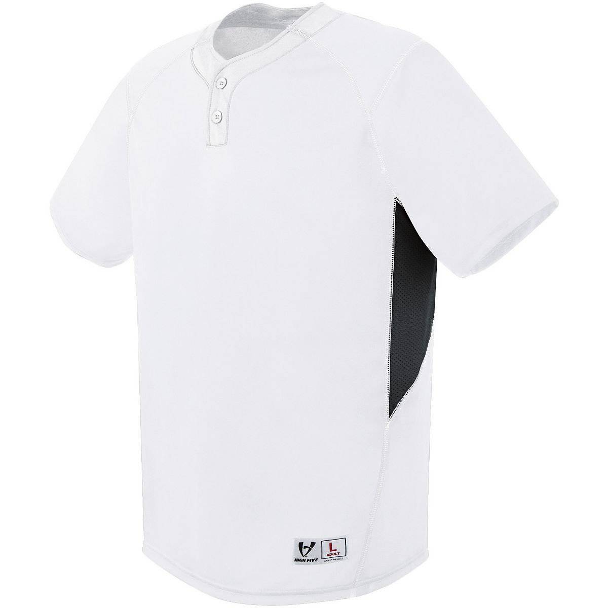 High Five 312210 Adult Bandit 2 Button Jersey - White Black White - HIT a Double
