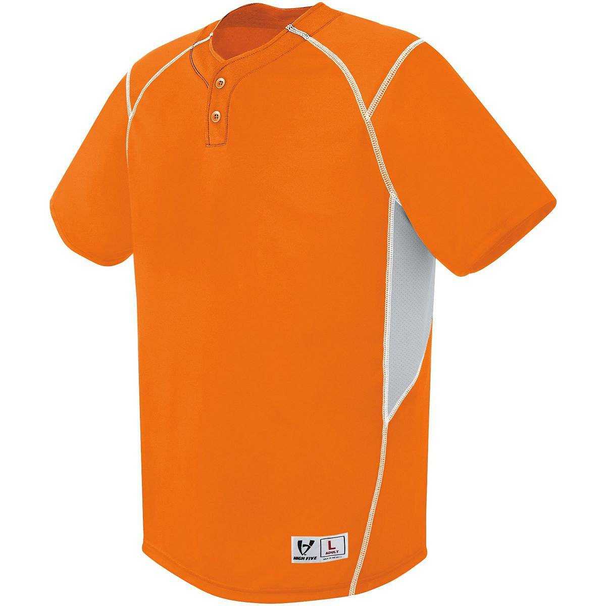 High Five 312210 Adult Bandit 2 Button Jersey - Orange Silver Gray Wh - HIT a Double