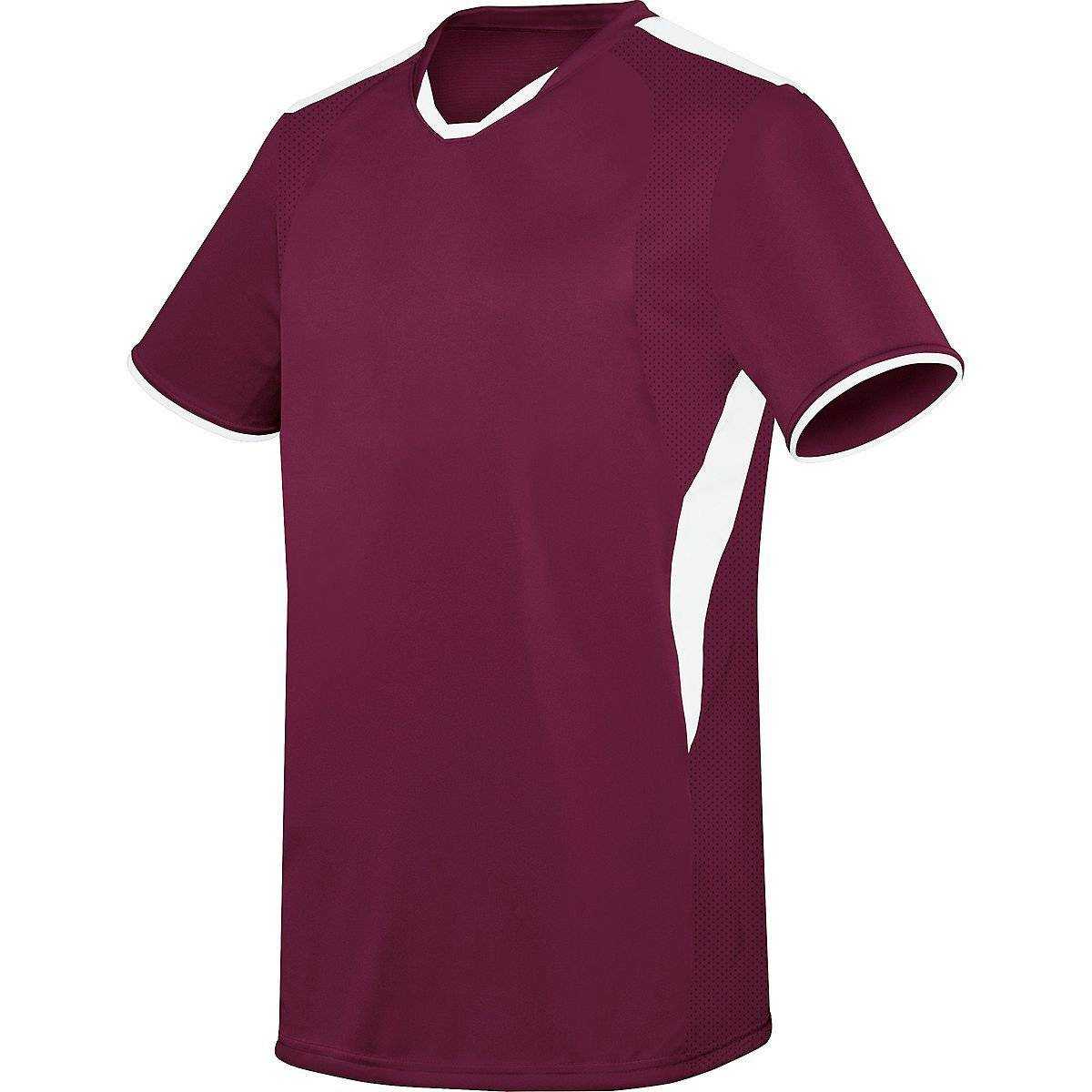 High Five 322890 Adult Globe Jersey - Maroon White - HIT a Double
