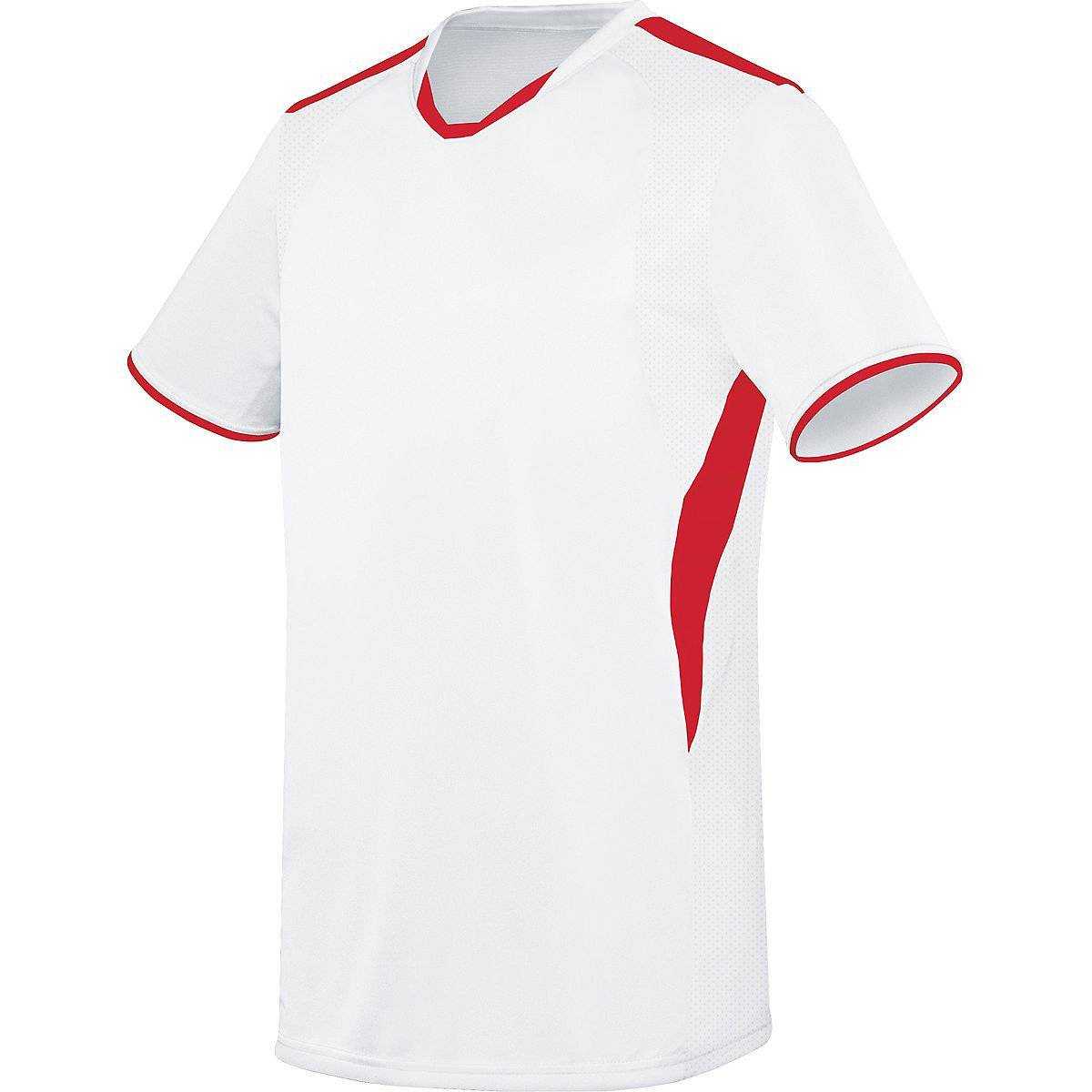High Five 322890 Adult Globe Jersey - White Scarlet - HIT a Double