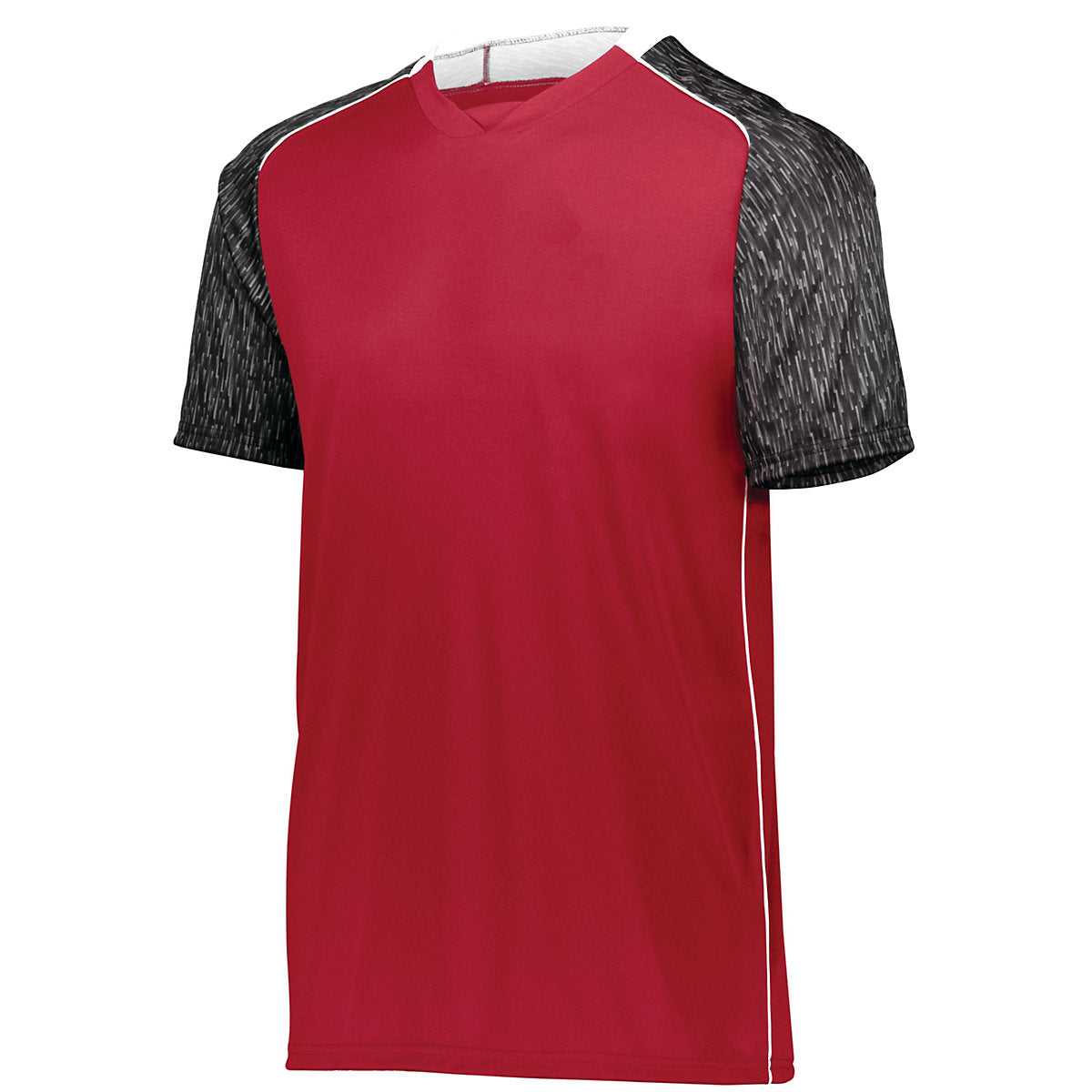 High Five 322940 Hawthorn Soccer Jersey - Scarlet Black Print White - HIT a Double