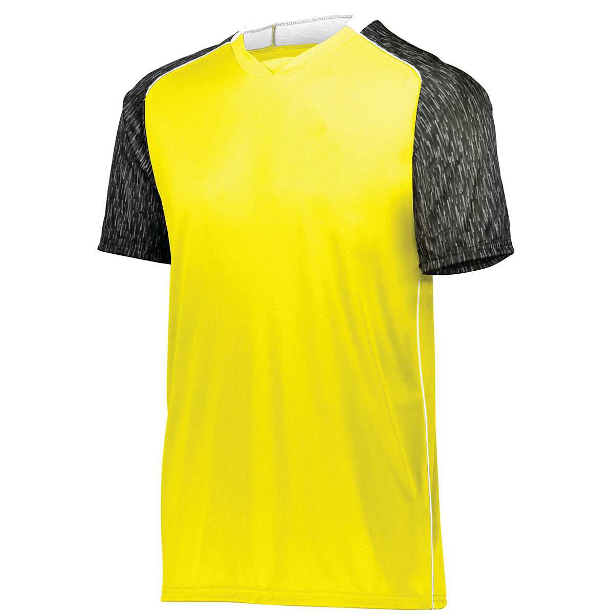 High Five 322941 Youth Hawthorn Soccer Jersey - Power Yellow Black Print White - HIT a Double