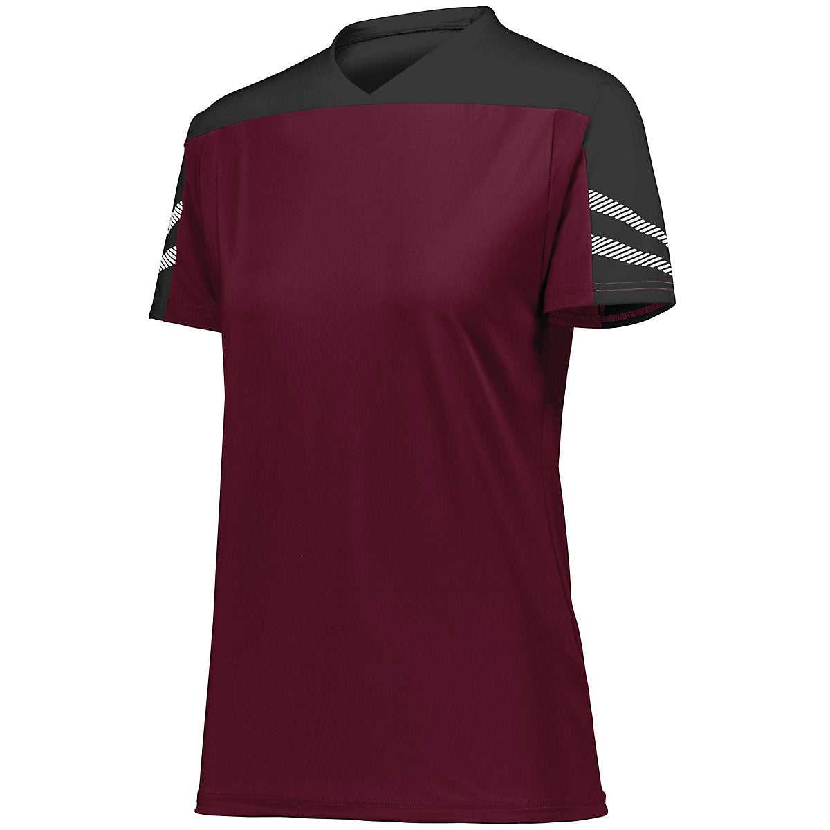 High Five 322952 Ladies Anfield Soccer Jersey - Maroon Black White - HIT a Double