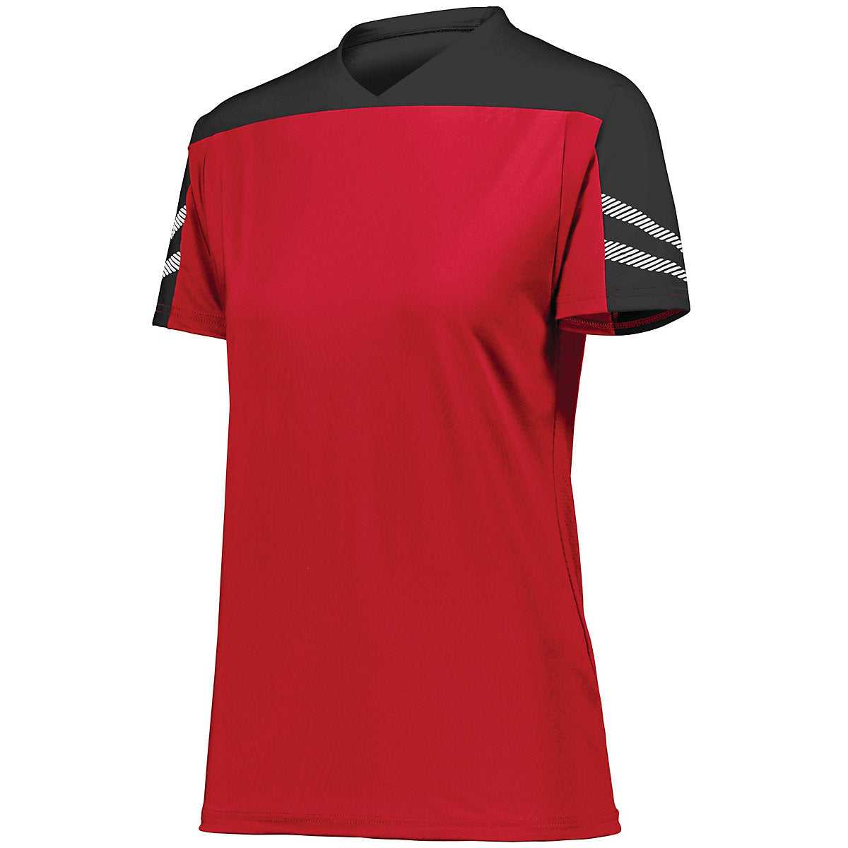 High Five 322952 Ladies Anfield Soccer Jersey - Scarlet Black White - HIT a Double