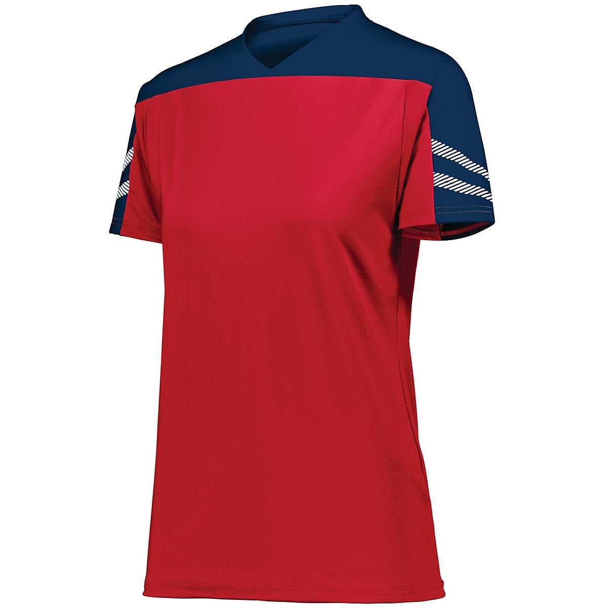 High Five 322952 Ladies Anfield Soccer Jersey - Scarlet Navy White - HIT a Double