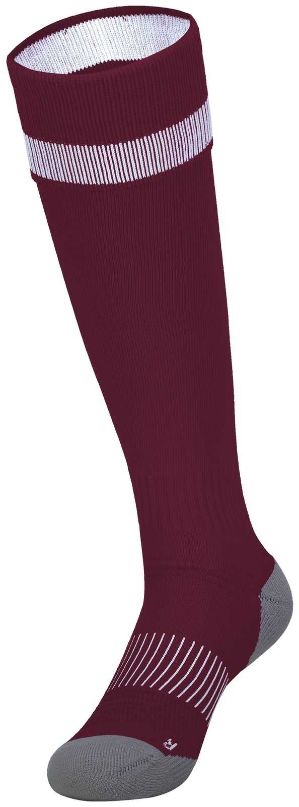 High Five 329120 Impact+ Soccer Sock - Maroon White Graphite - HIT a Double