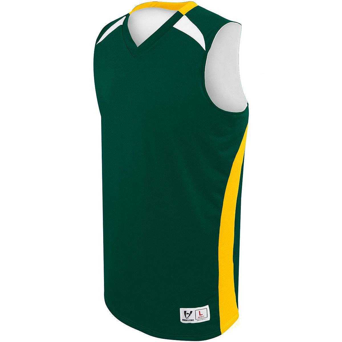 High Five 332380 Adult Campus Reversible Jersey - Forest Gold White - HIT a Double