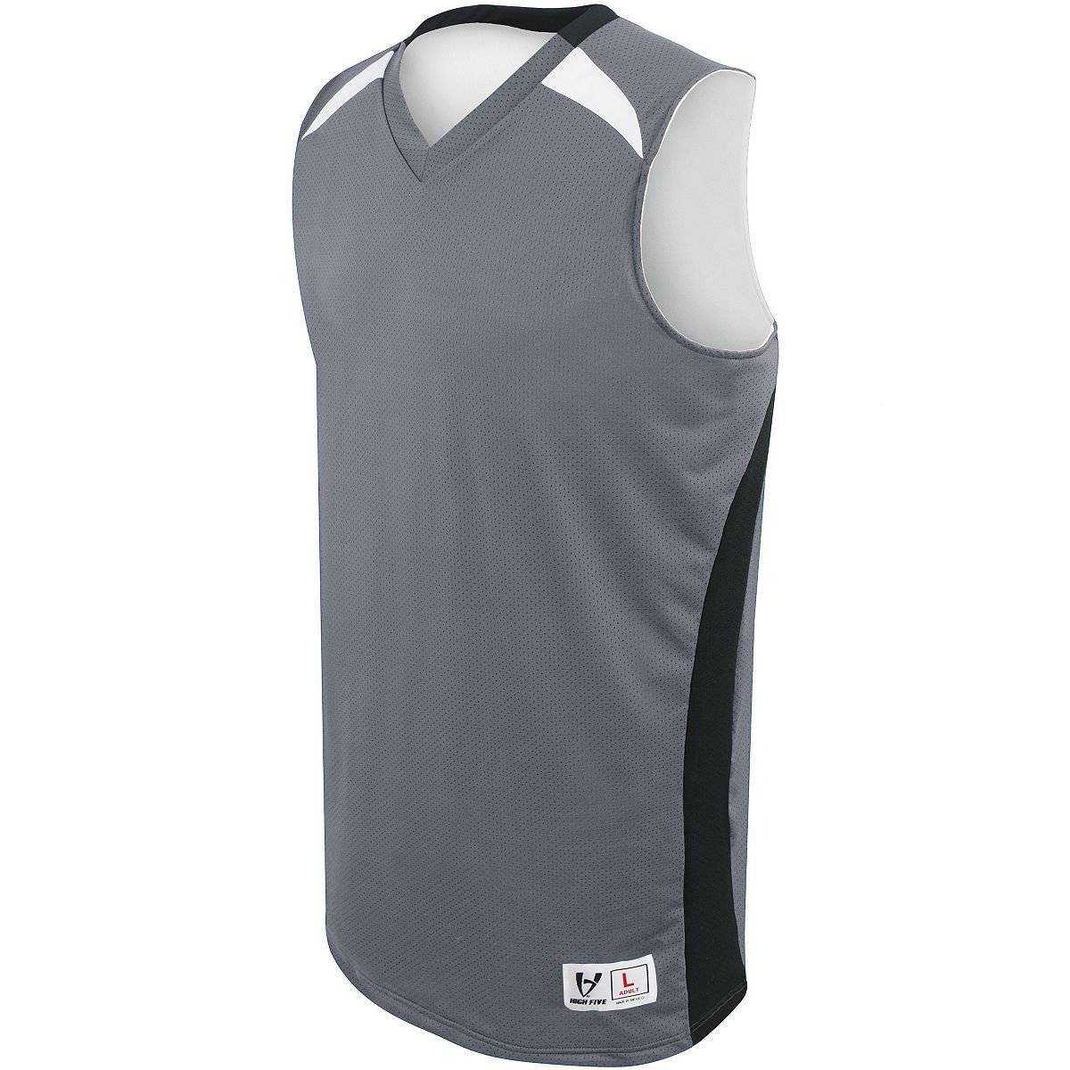 High Five 332380 Adult Campus Reversible Jersey - Graphite Black White - HIT a Double