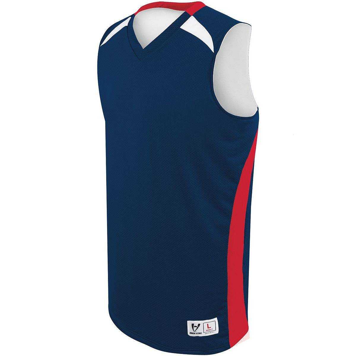 High Five 332380 Adult Campus Reversible Jersey - Navy Scarlet White - HIT a Double