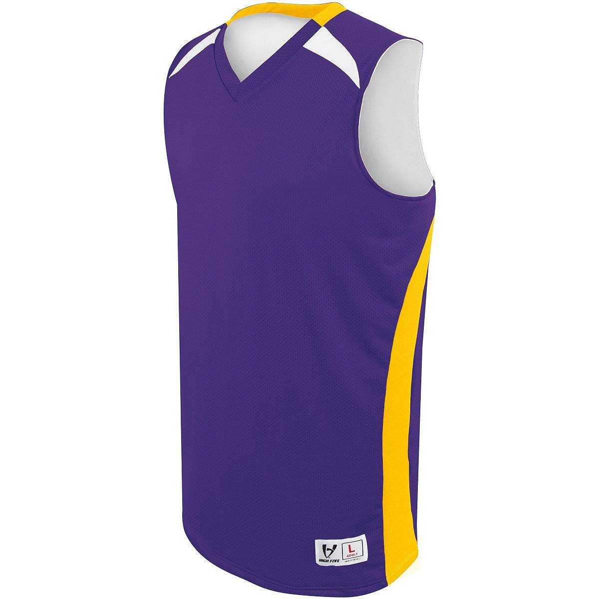 High Five 332380 Adult Campus Reversible Jersey - Purple Gold White - HIT a Double