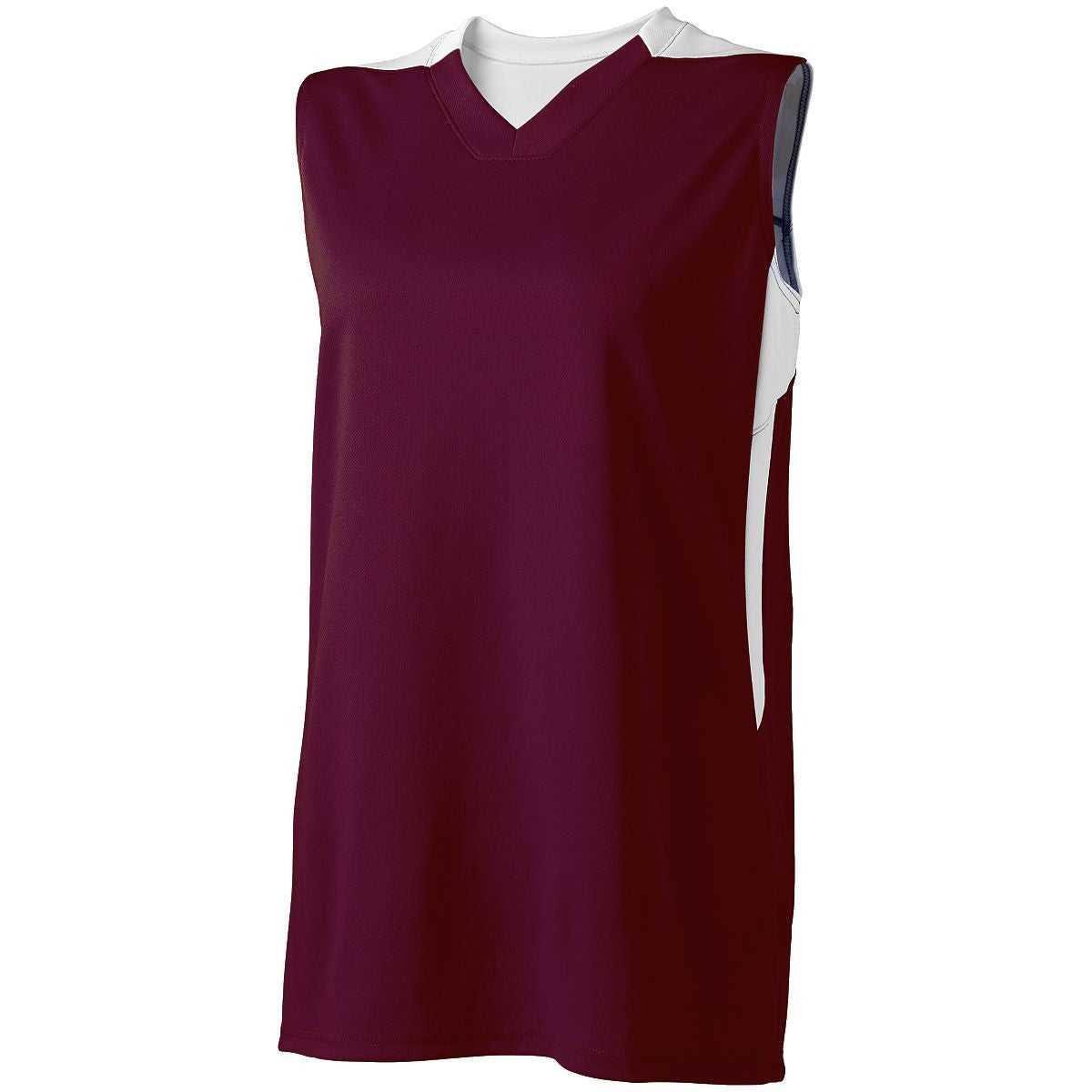High Five 332412 Women's Half Court Jersey - Maroon White - HIT a Double