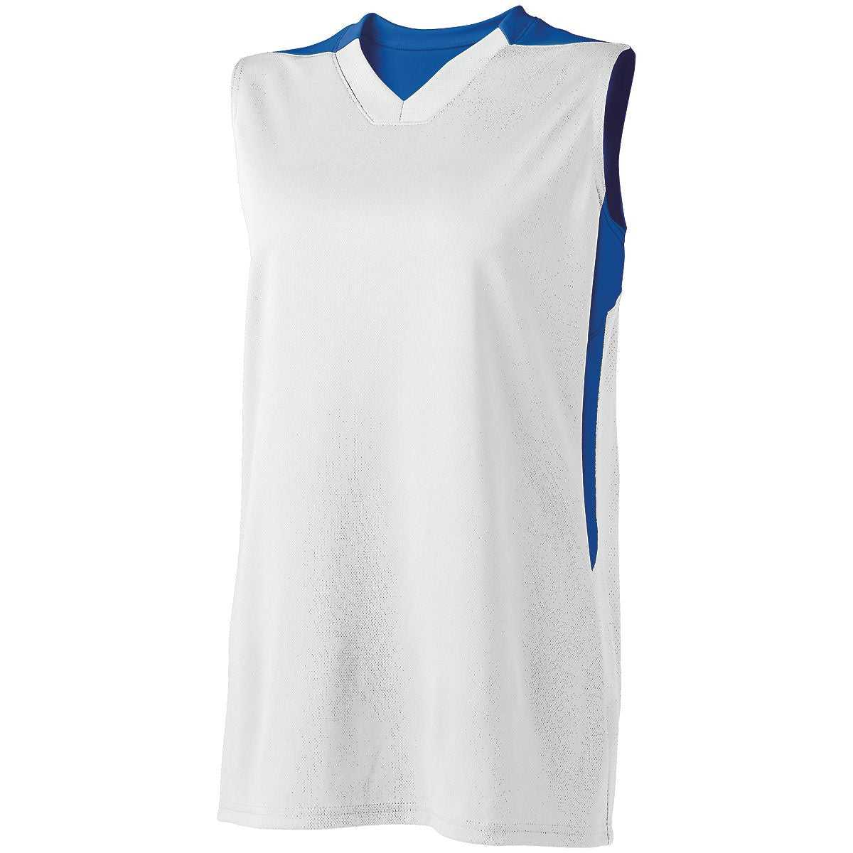 High Five 332412 Women&#39;s Half Court Jersey - White Royal - HIT a Double