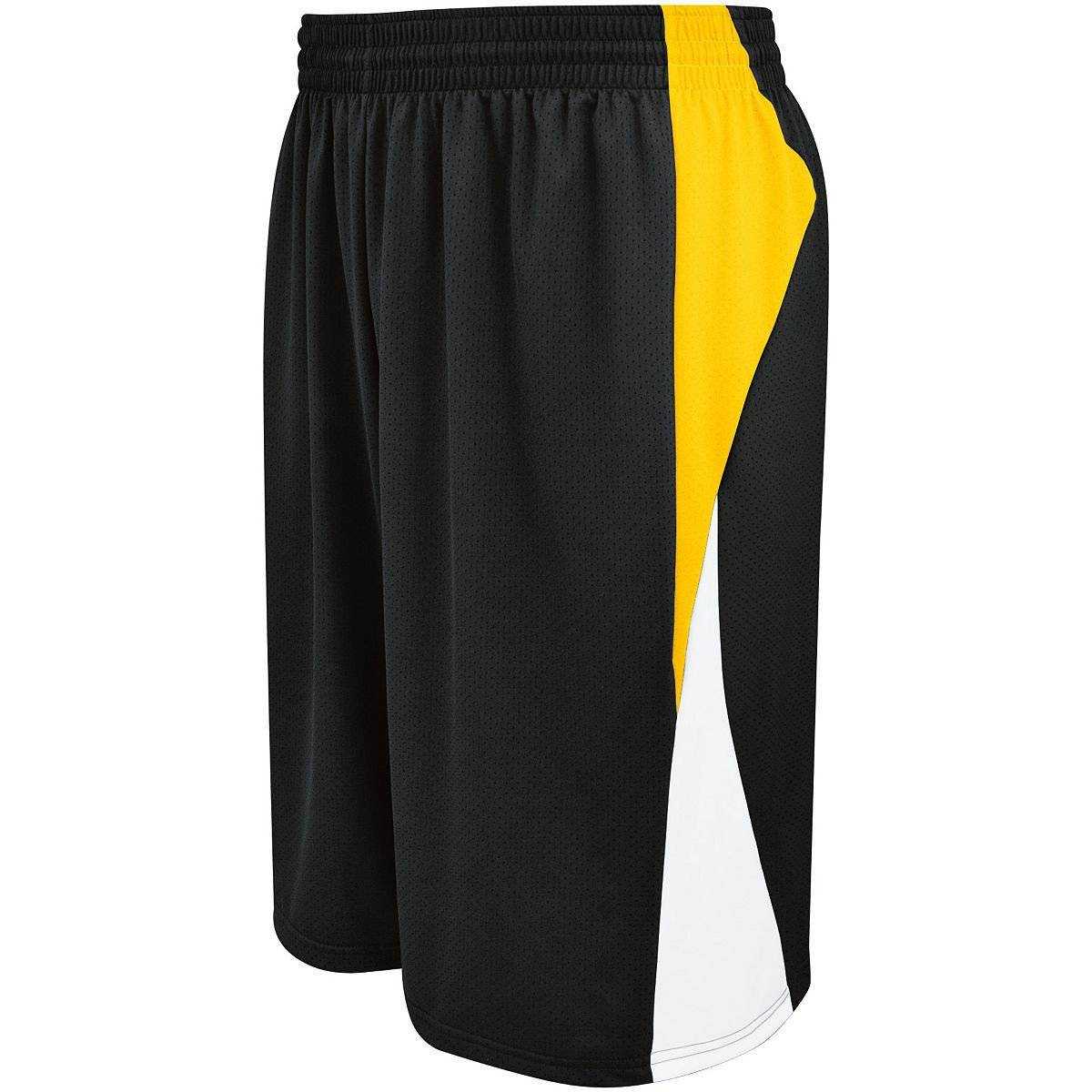 High Five 335850 Adult Campus Reversible Short - Black Gold White - HIT a Double