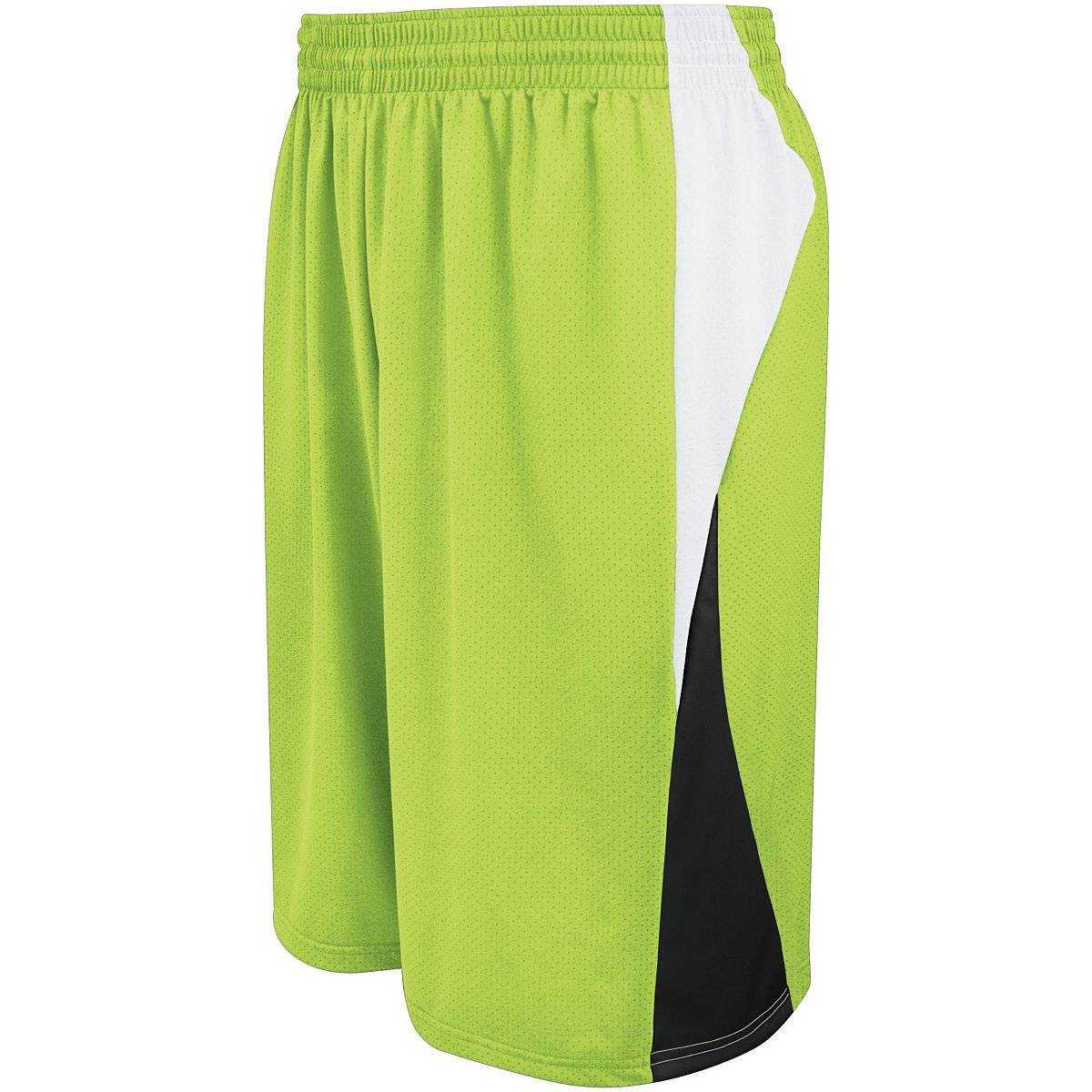 High Five 335850 Adult Campus Reversible Short - Lime White Black - HIT a Double
