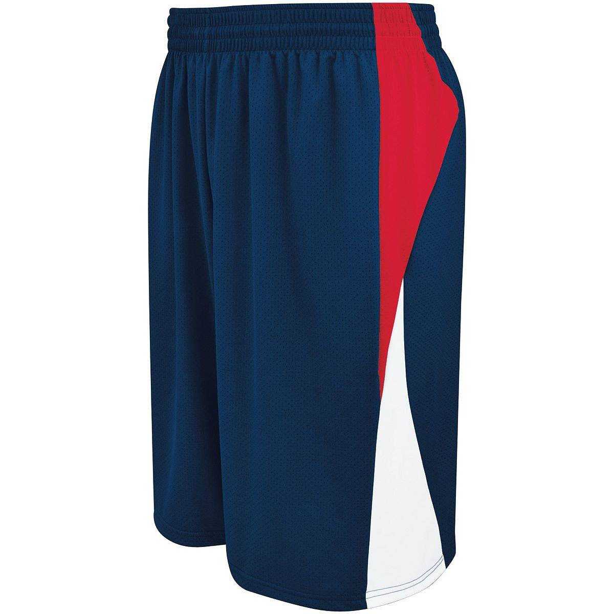 High Five 335850 Adult Campus Reversible Short - Navy Scarlet White - HIT a Double