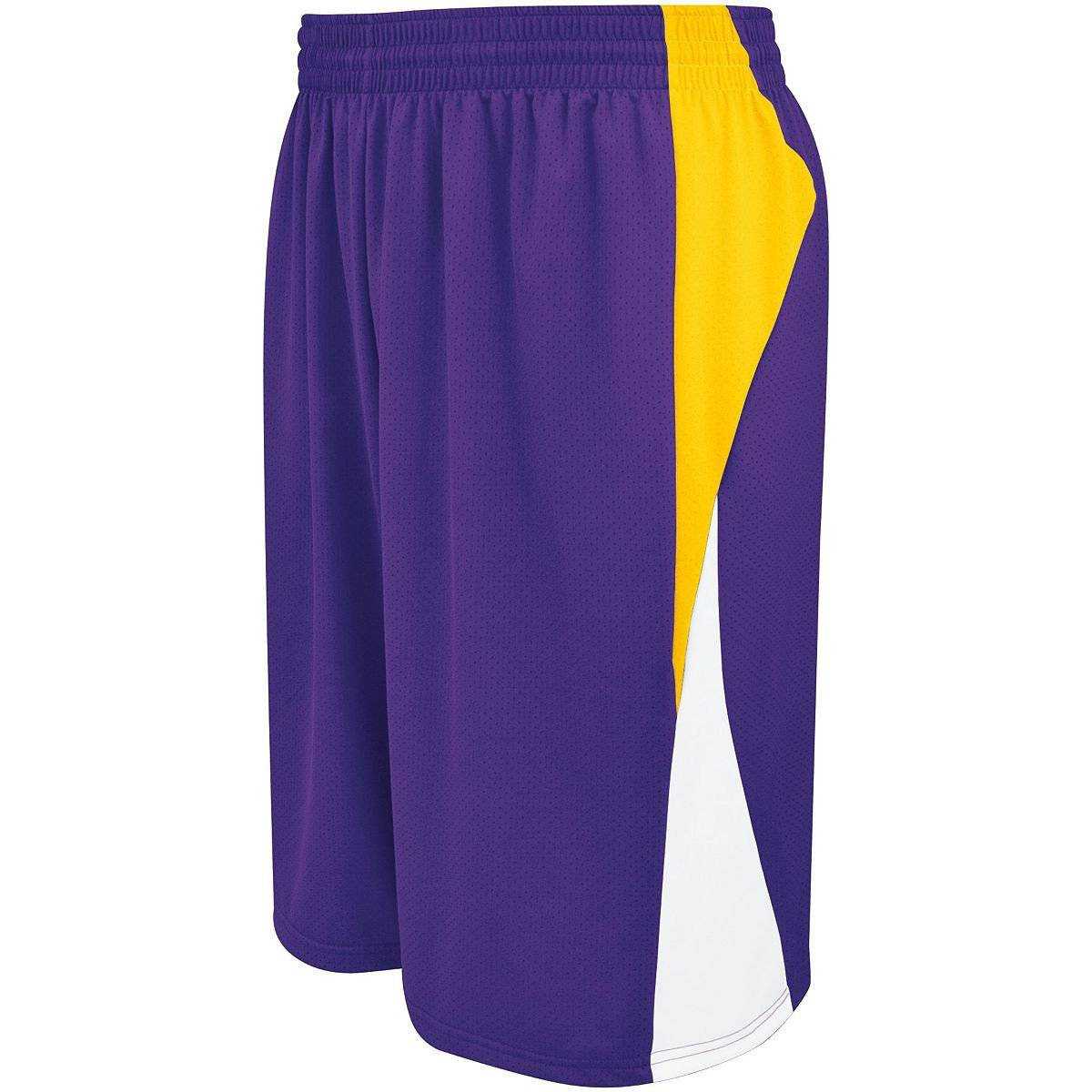 High Five 335850 Adult Campus Reversible Short - Purple Gold White - HIT a Double