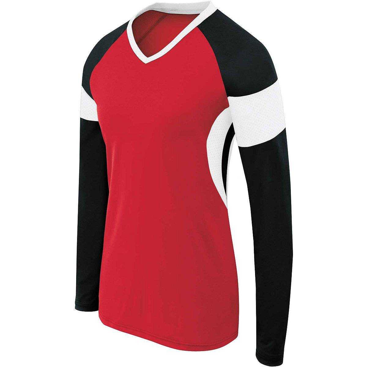 High Five 342142 Womens Long Sleeve Raptor Jersey - Scarlet Black Wh - HIT a Double