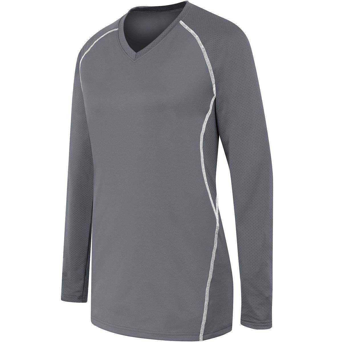 High Five 342162 Womens Long Sleeve Solid Jersey - Graphite White - HIT a Double