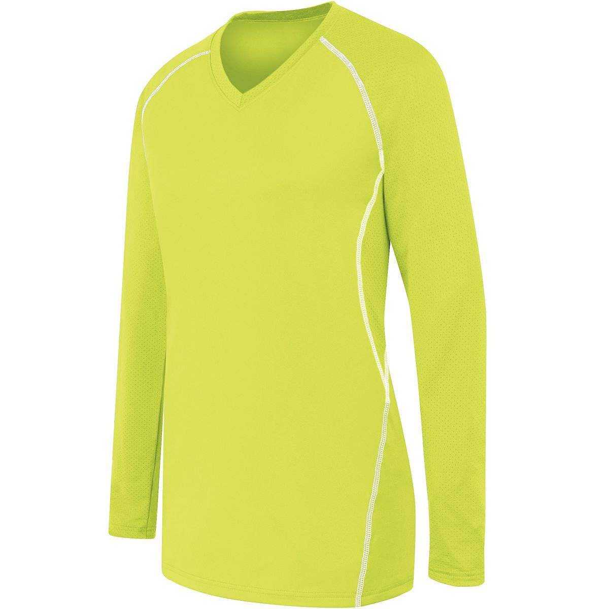 High Five 342162 Womens Long Sleeve Solid Jersey - Lime White - HIT a Double