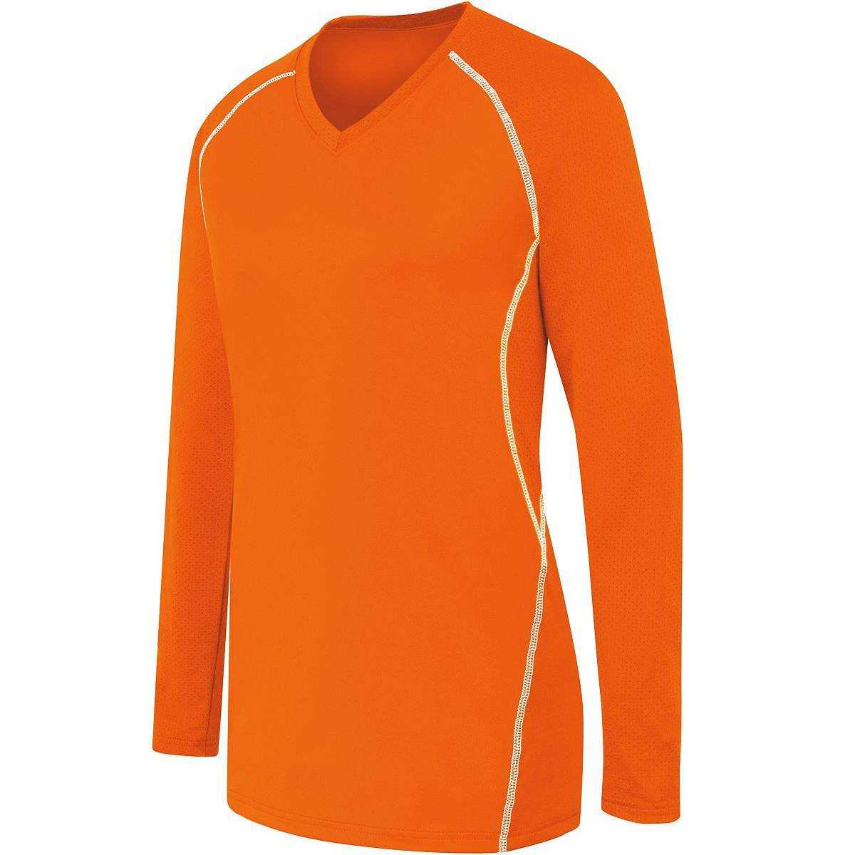 High Five 342162 Womens Long Sleeve Solid Jersey - Orange White - HIT a Double
