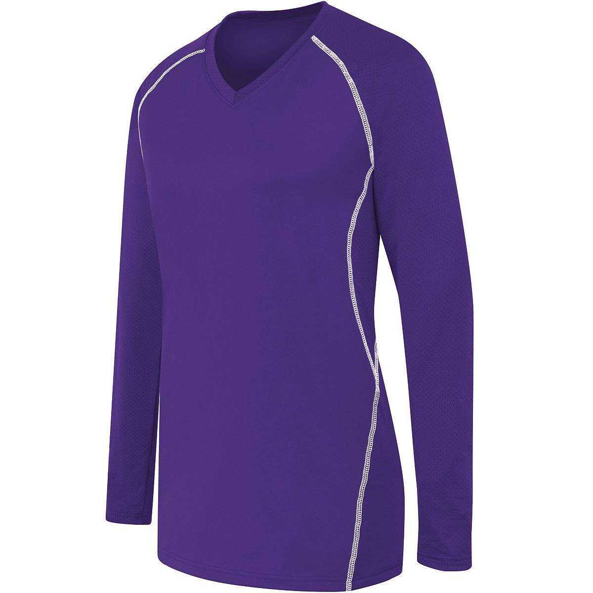 High Five 342162 Womens Long Sleeve Solid Jersey - Purple White - HIT a Double