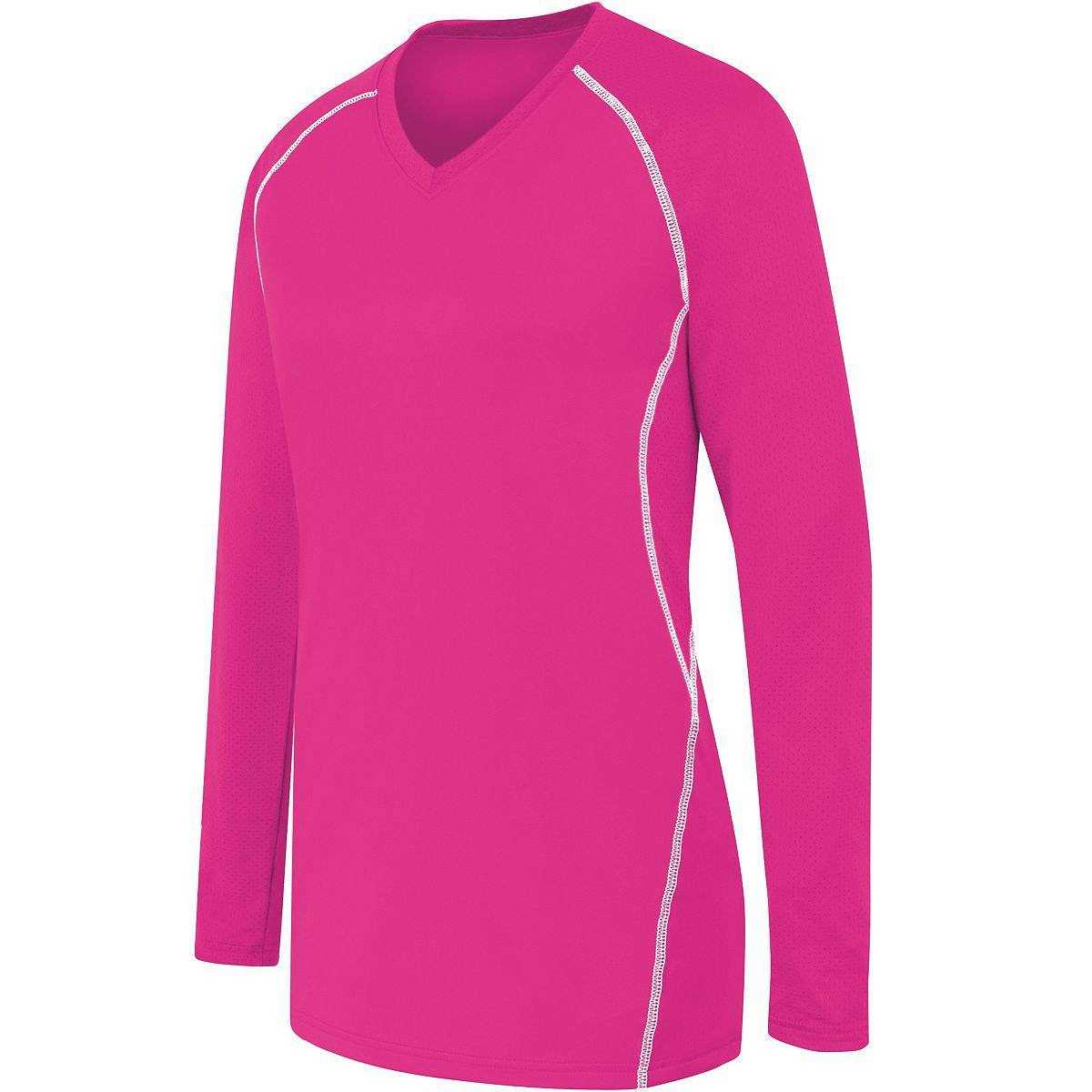 High Five 342162 Womens Long Sleeve Solid Jersey - Raspberry White - HIT a Double