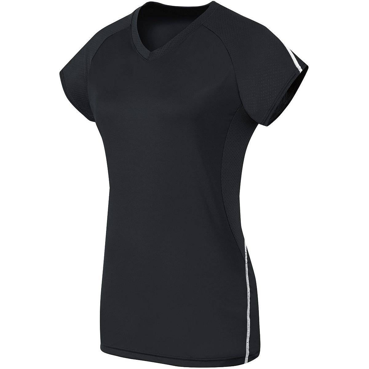High Five 342172 Womens Short Sleeve Solid Jersey - Black White - HIT a Double