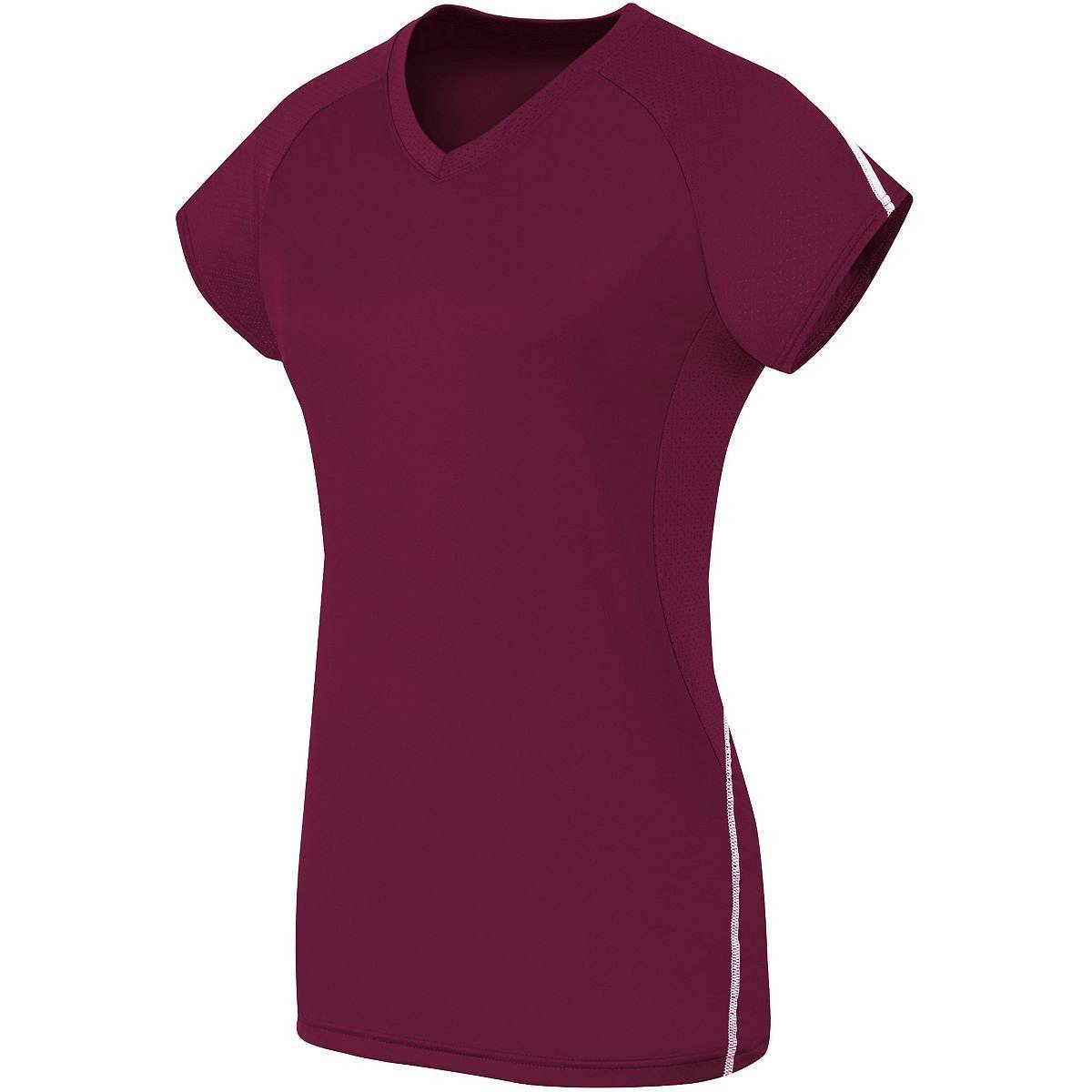 High Five 342172 Womens Short Sleeve Solid Jersey - Maroon White - HIT a Double