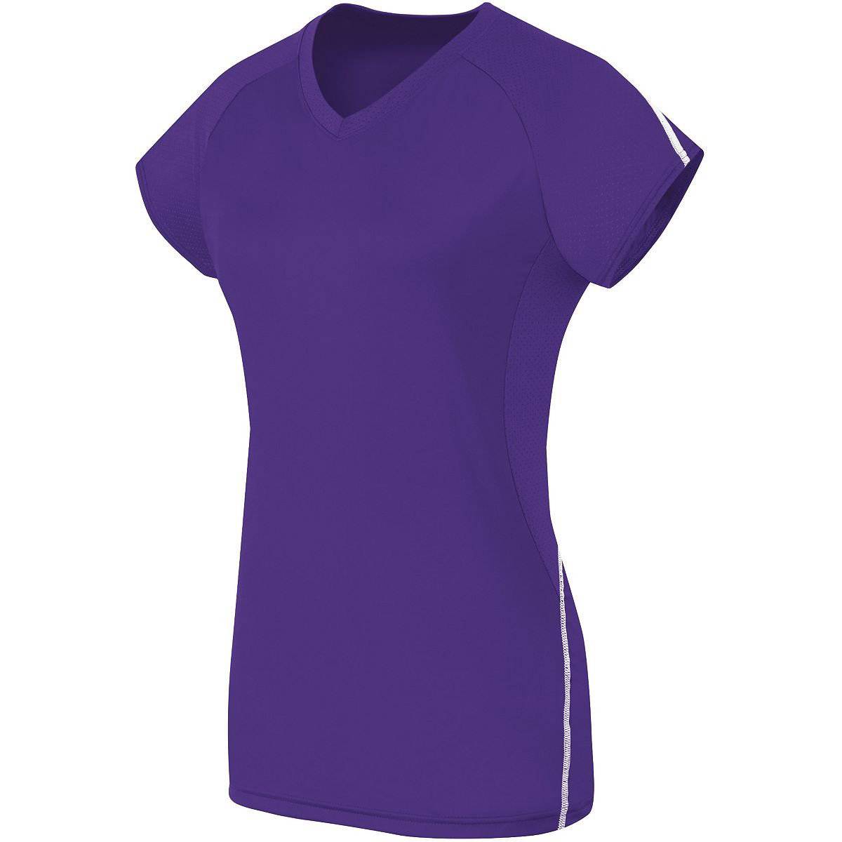High Five 342172 Womens Short Sleeve Solid Jersey - Purple White - HIT a Double