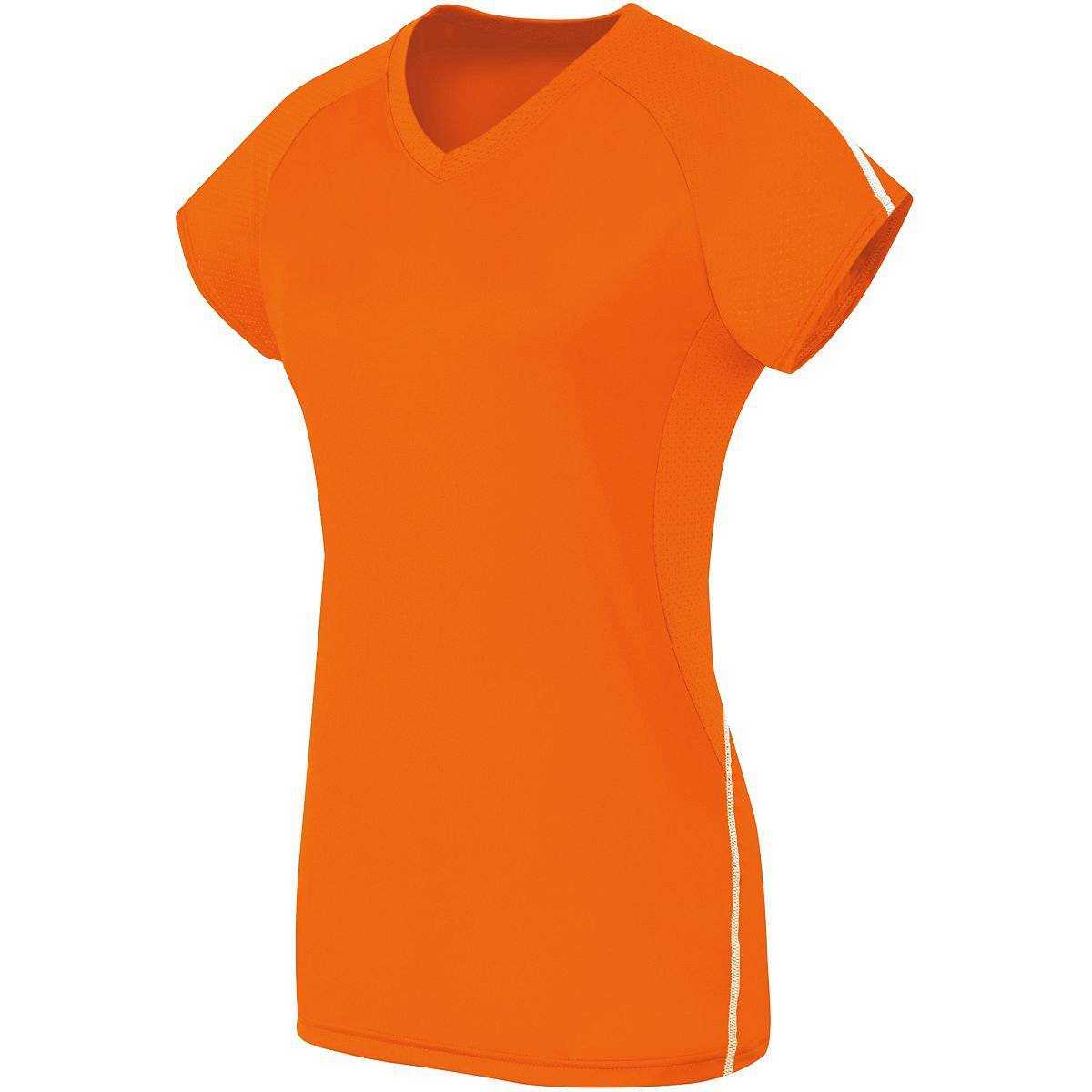 High Five 342173 Girls Short Sleeve Solid Jersey - Orange White - HIT a Double