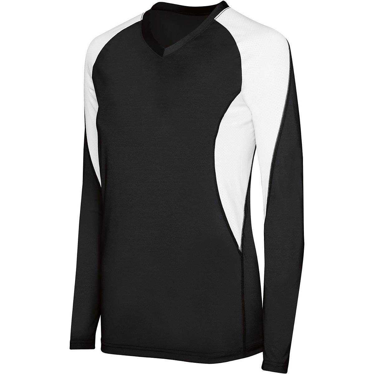 High Five 342182 Womens Long Sleeve Court Jersey - Black White - HIT a Double