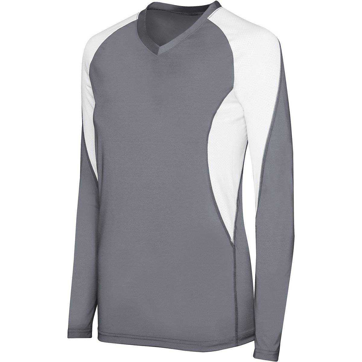 High Five 342182 Womens Long Sleeve Court Jersey - Graphite White - HIT a Double