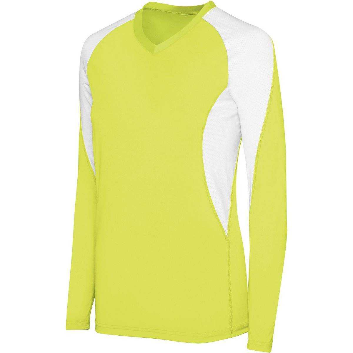 High Five 342182 Womens Long Sleeve Court Jersey - Lime White - HIT a Double