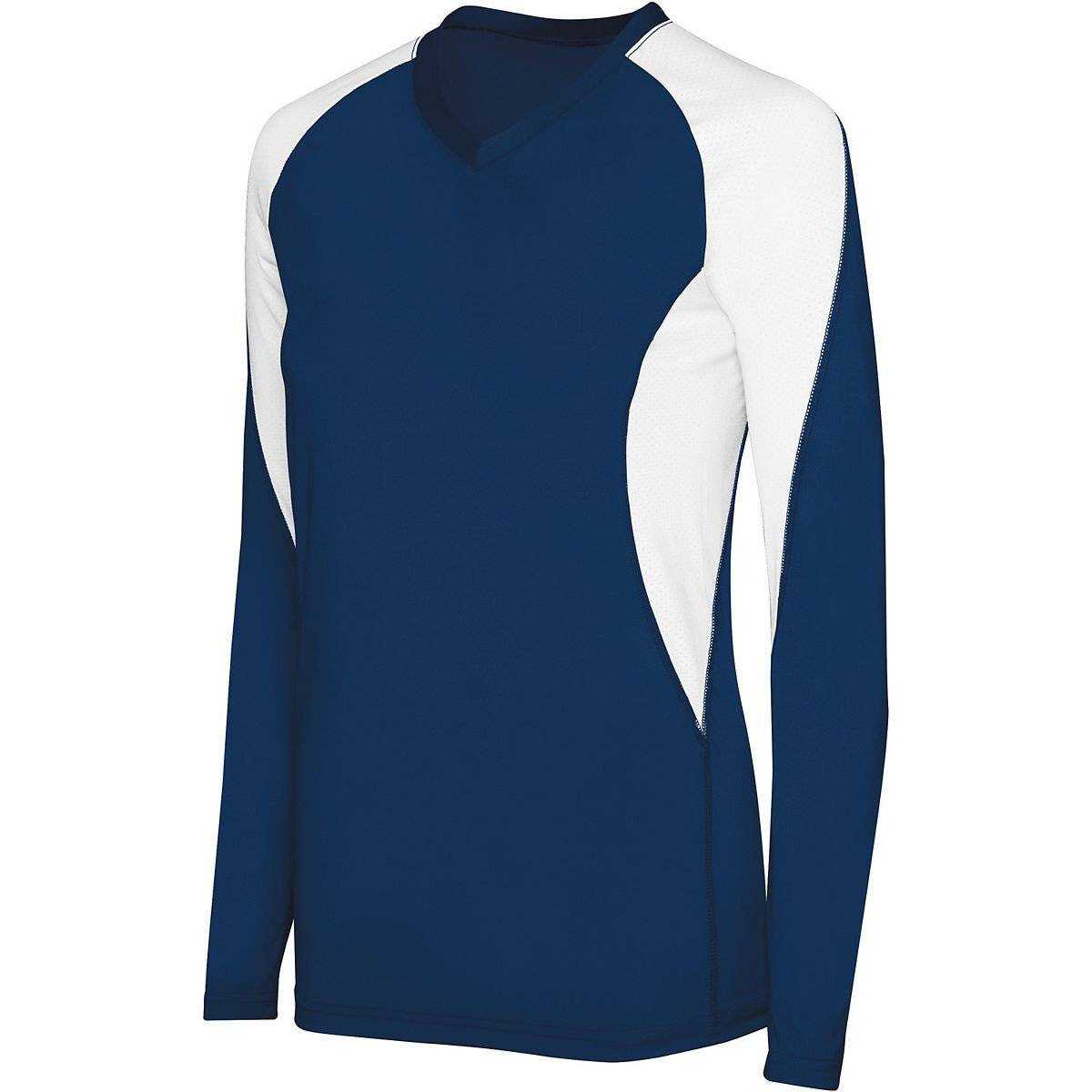 High Five 342182 Womens Long Sleeve Court Jersey - Navy White - HIT a Double