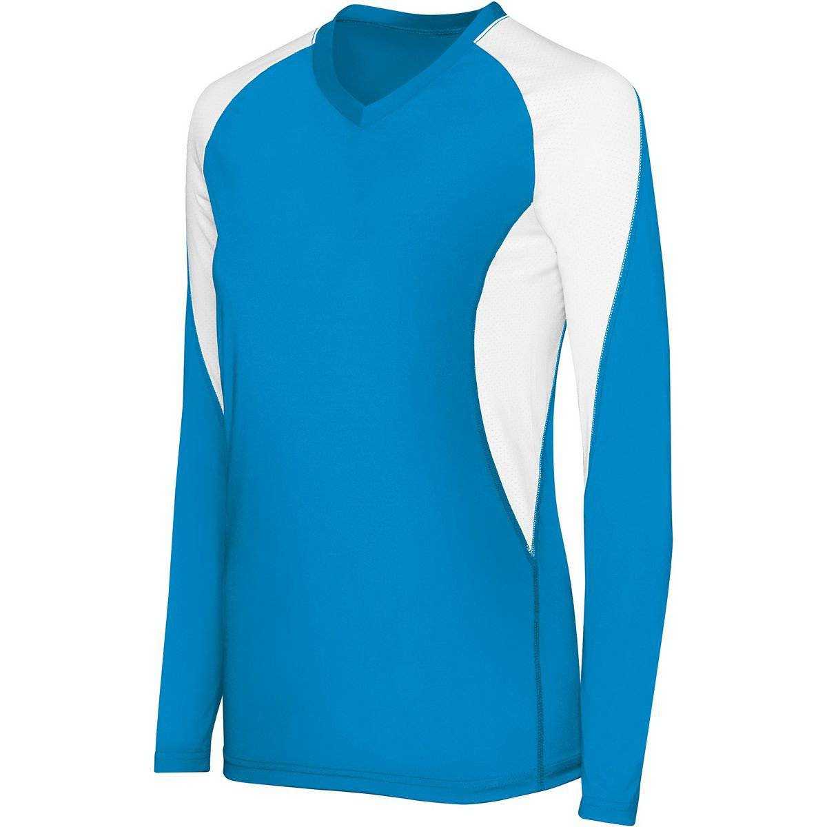 High Five 342182 Womens Long Sleeve Court Jersey - Power Blue White - HIT a Double