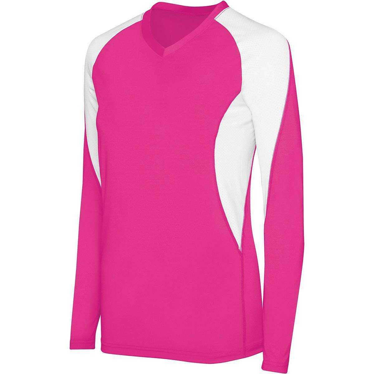 High Five 342182 Womens Long Sleeve Court Jersey - Raspberry White - HIT a Double