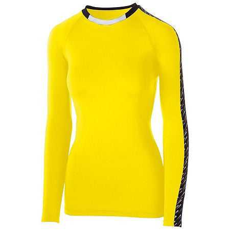 High Five 342203 Girl&#39;s Spectrum Jersey Long Sleeve - Power Yellow Black White - HIT a Double