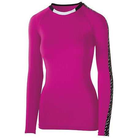 High Five 342203 Girl's Spectrum Jersey Long Sleeve - Raspberry Black White - HIT a Double