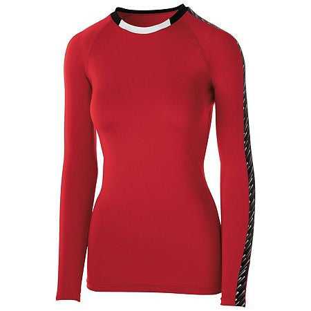High Five 342203 Girl's Spectrum Jersey Long Sleeve - Scarlet Black White - HIT a Double