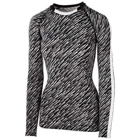 High Five 342203 Girl&#39;s Spectrum Jersey Long Sleeve - Star Trail Print Black White - HIT a Double