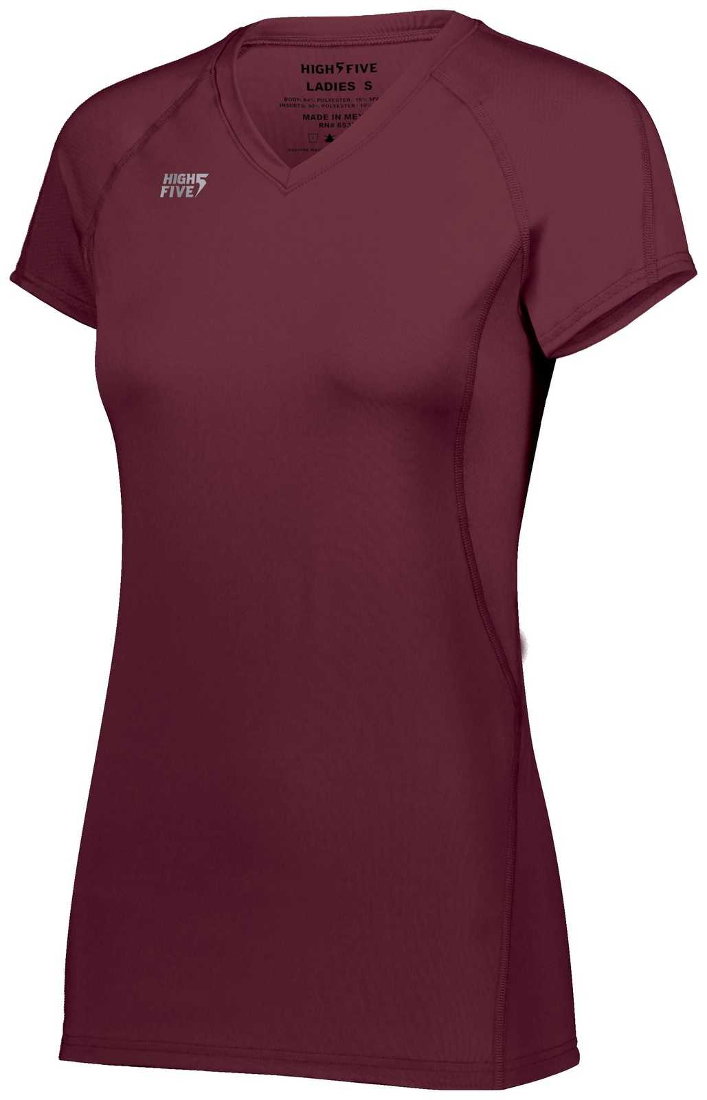 High Five 342223 Girls Truhit Short Sleeve Jersey - Maroon - HIT a Double