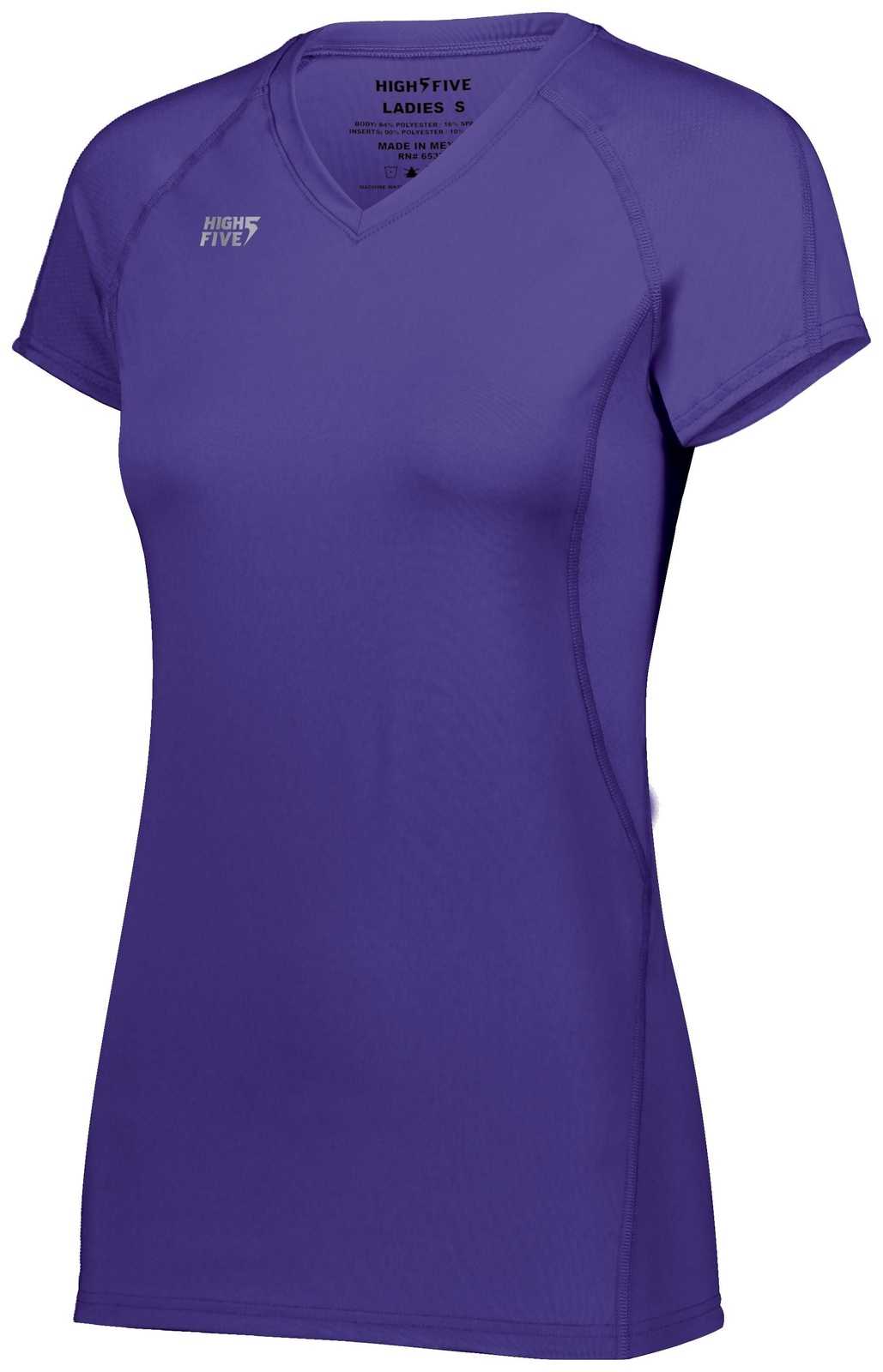 High Five 342223 Girls Truhit Short Sleeve Jersey - Purple - HIT a Double