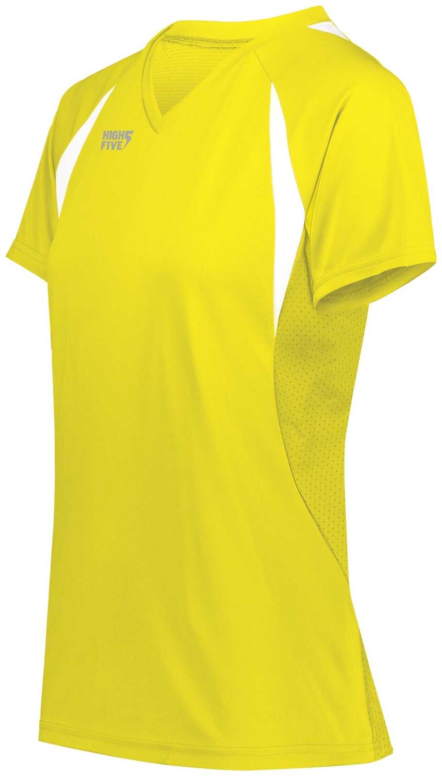 High Five 342232 Ladies Color Cross Jersey - Electric Yellow White - HIT a Double