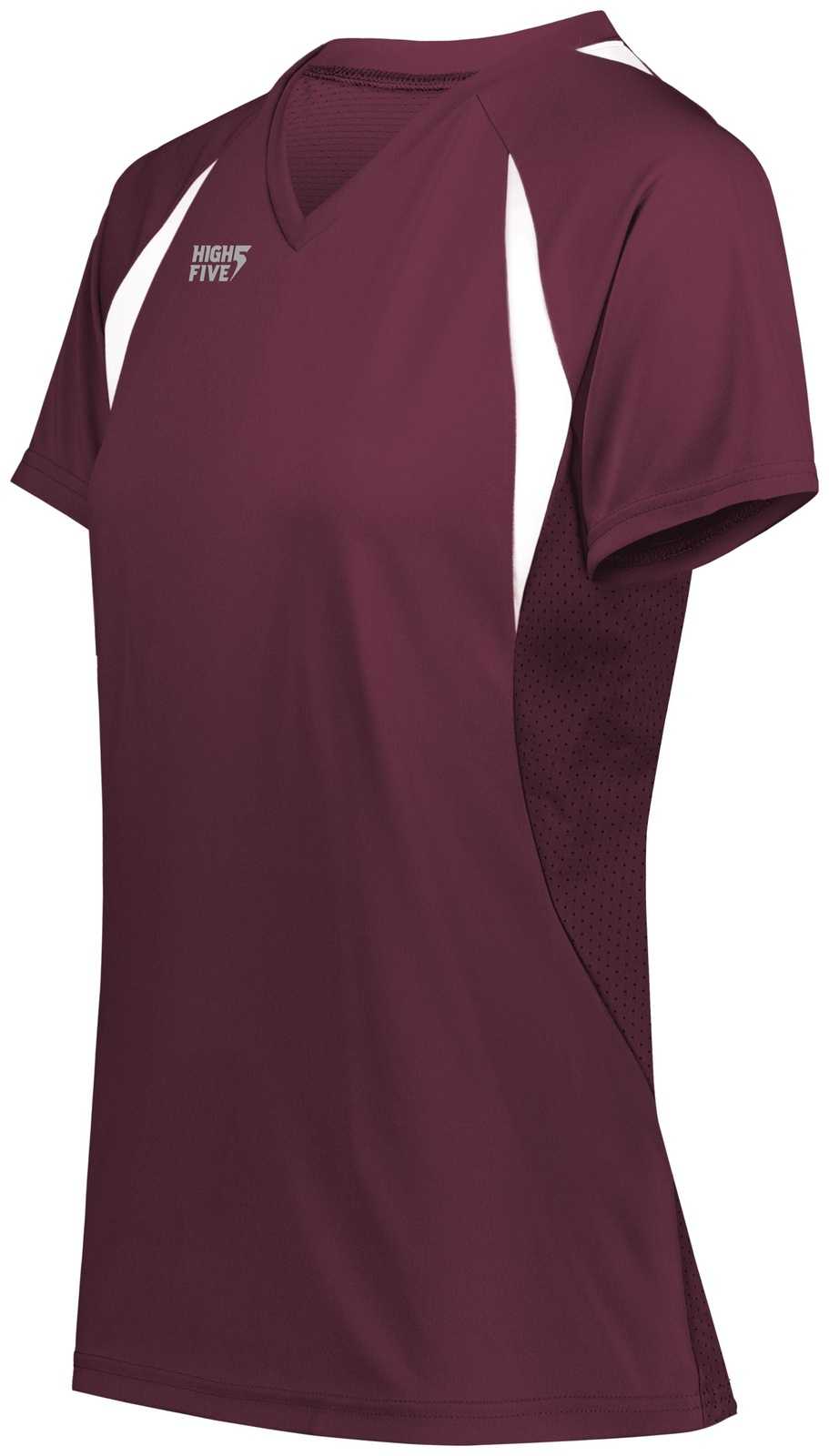 High Five 342232 Ladies Color Cross Jersey - Maroon White - HIT a Double