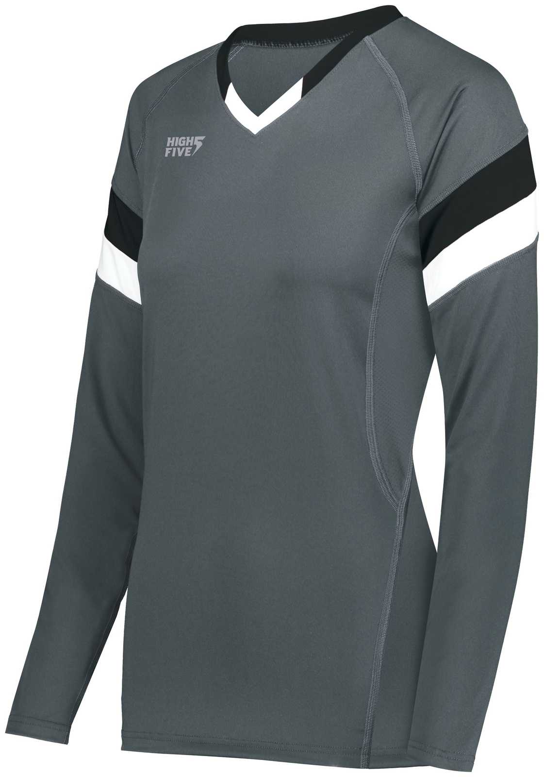 High Five 342242 Ladies TruHit Tri Long Sleeve Jersey - Graphite Black White - HIT a Double